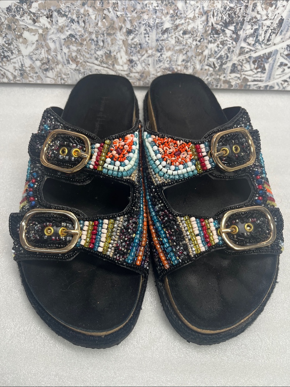 House of Harlow Sz 8 Beaded Sandals